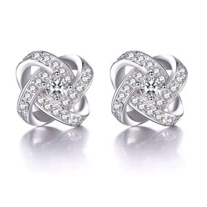 Solid Sterling Silver Earrings with Zircon Stones